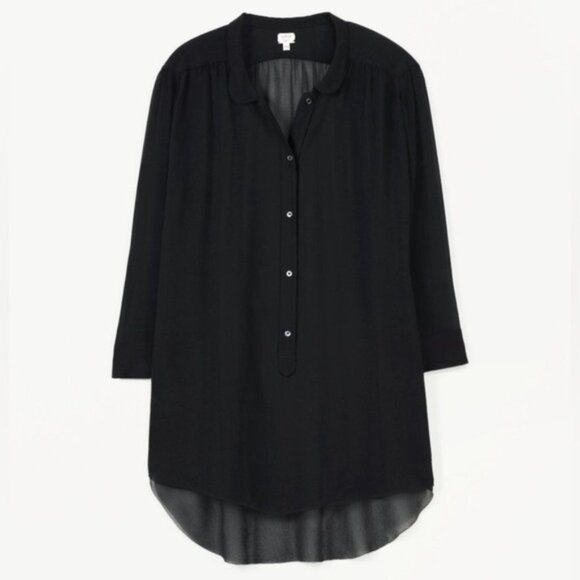 Aritzia Wilfred  Blouse 3/4 Length Sleeve Black Button Front Collared Size XXS - Picture 15 of 15